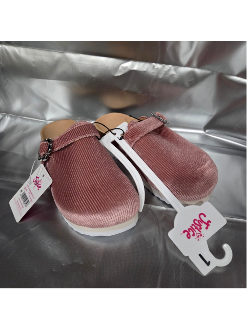 NWT Justice Kids Pink Velvet Clog - Slip-On Comfort